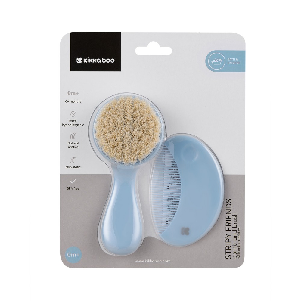 Kikkaboo Βούρτσα - Χτένα Φυσική Τρίχα Stripy Friends (31303040134)