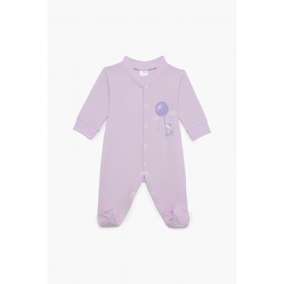 Pretty Baby Βρεφικό  Φορμάκι με μακρύ μανίκι, ψιλή πλέξη υφάσματος Μπαλόνι Μωβ (32976)