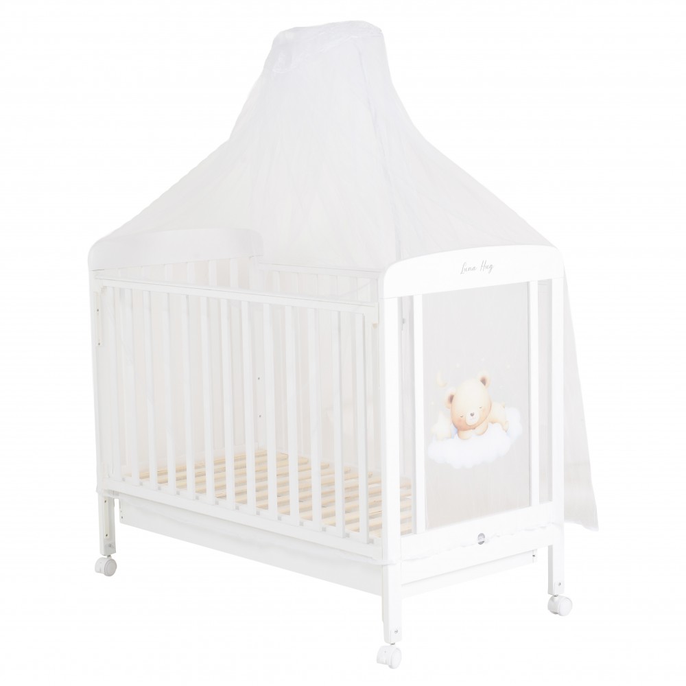 Cangaroo Ξύλινη βρεφική κούνια για στρώμα 60x120cm Lunahug White (3801005210527)