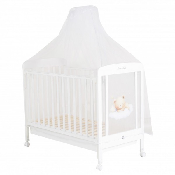 Cangaroo Ξύλινη βρεφική κούνια για στρώμα 60x120cm Lunahug White (3801005210527)