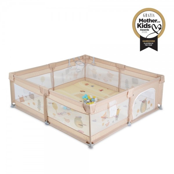Moni Πάρκο για μωρά ορθογώνιο GameZone 180x200 με χαλάκι xpe & 60 μπαλάκια beige (3801005210565)