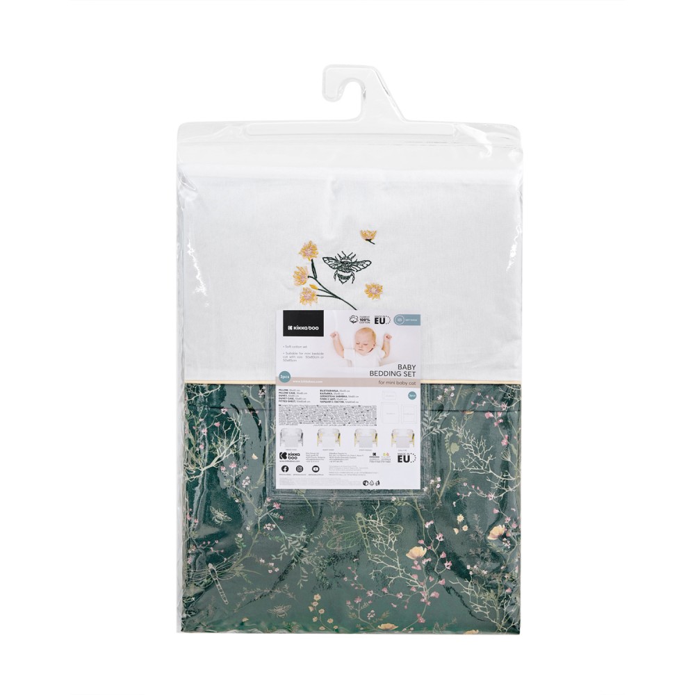 Kikka Boo Σετ Προίκας Μωρού 3 τεμ. για Λίκνο Secret Garden Green (41101030194)
