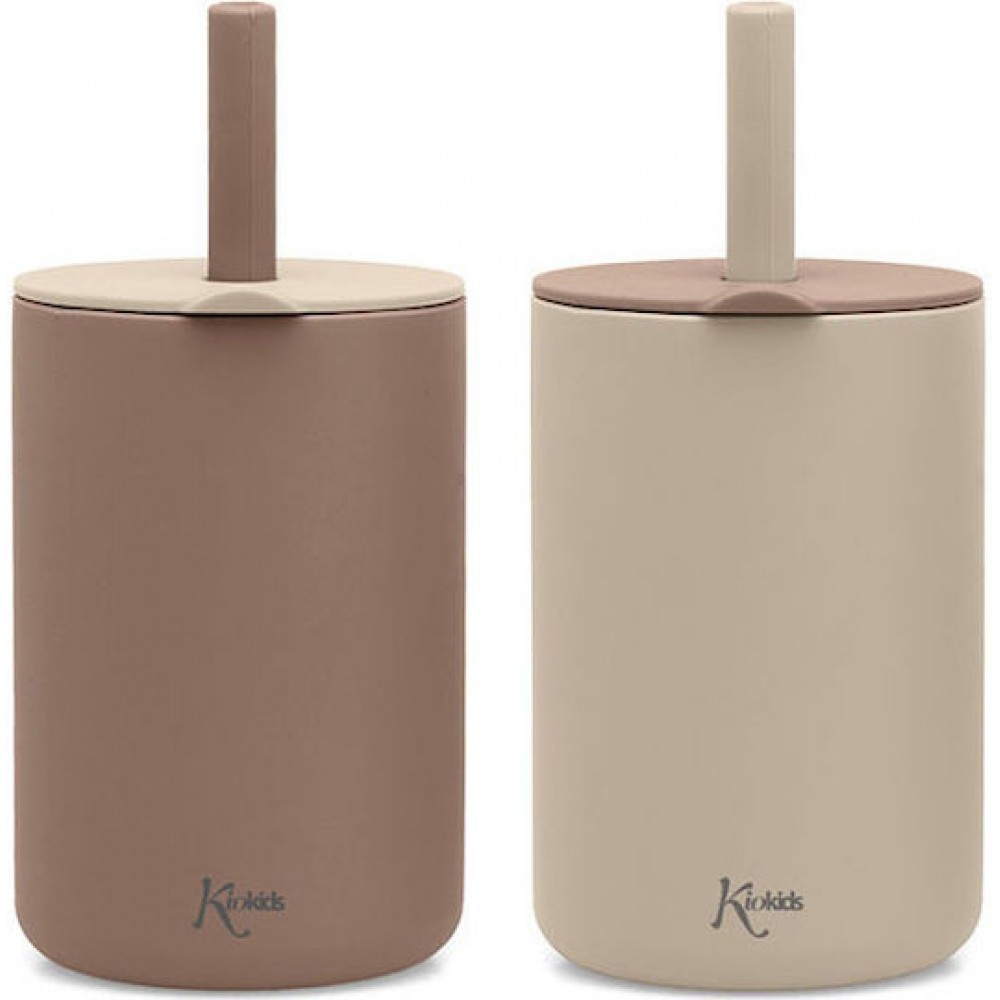 Kiokids Σετ Ποτήρια Σιλικόνης με Καλαμάκι 180ml Μπεζ (4255) Kiokids Σετ Ποτήρια Σιλικόνης με Καλαμάκι 180ml Μπεζ (4255)