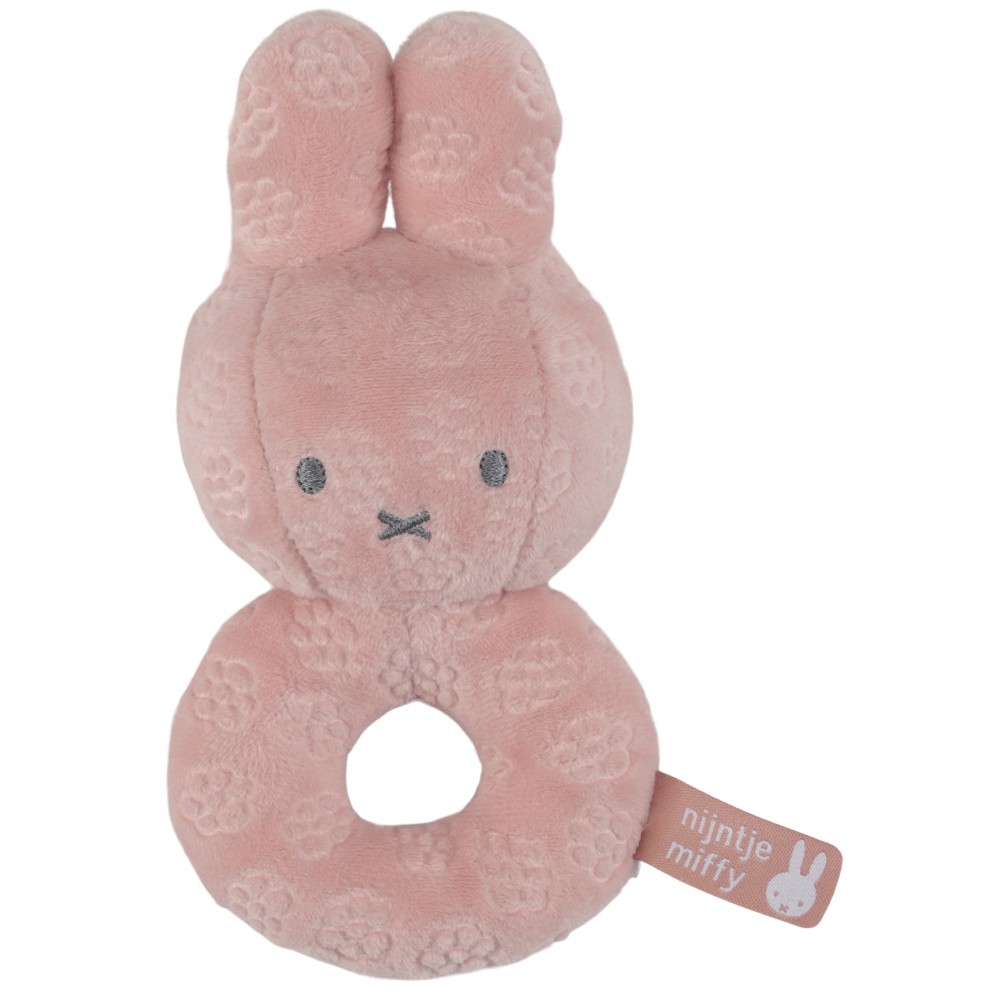 Κουδουνίστρα Από Βελουτέ Ύφασμα Ροζ Miffy Flowers (47-3887)