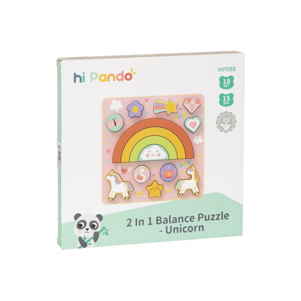 HI Pando Ξύλινο Παζλ 2 Σε 1 Balance Unicorn HP088 (6976831552886)