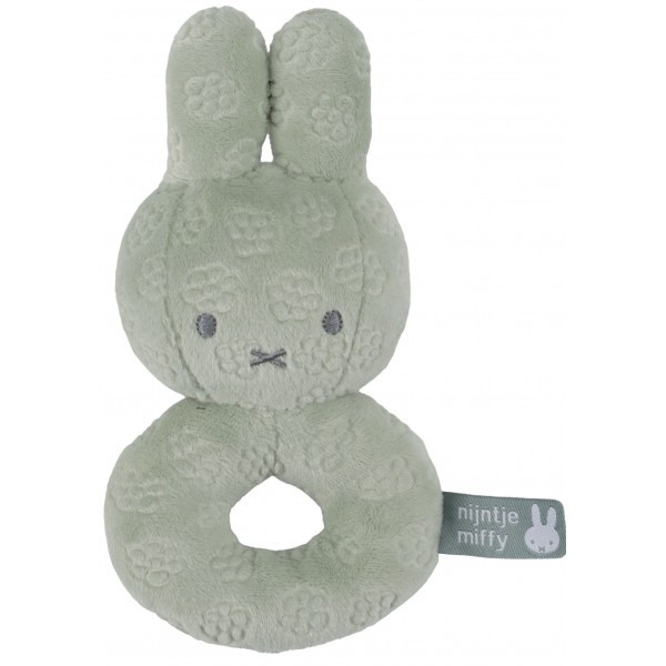 Κουδουνίστρα Από Βελουτέ Ύφασμα Green Miffy Flowers (47-3888)