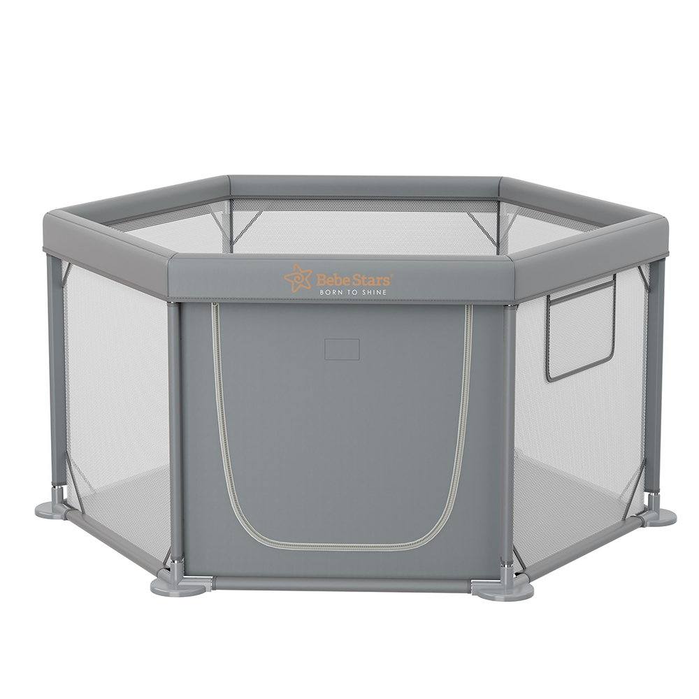 BebeStars Πάρκο Πολύγωνο με Στρώμα  Neestilo Γκρι (889-100)