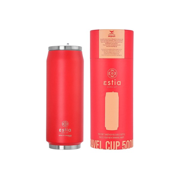 Estia θερμός Travel Cup Save The Aegean 500ml Scarlet Red (01-9854) Estia θερμός Travel Cup Save The Aegean 500ml Scarlet Red (01-9854)