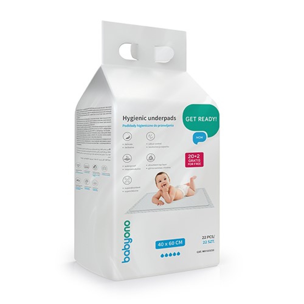 BabyOno: Πολυχρηστικό σελτεδάκι μιας χρήσης 40*60 εκ - 20 τεμάχια + 2 δώρο (BN513/22)