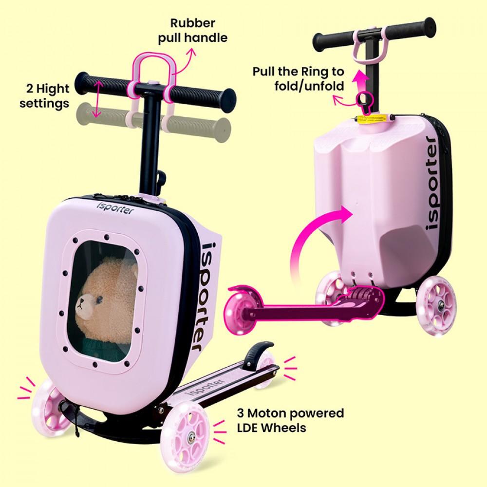 Abo Παιδικό πατίνι με αποσκευή iSporter Ροζ (K3 -pink)