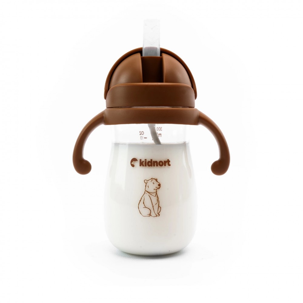 Kidnort Παγούρι με καλαμάκι Bringebaer 300ml Brown (KID000047)