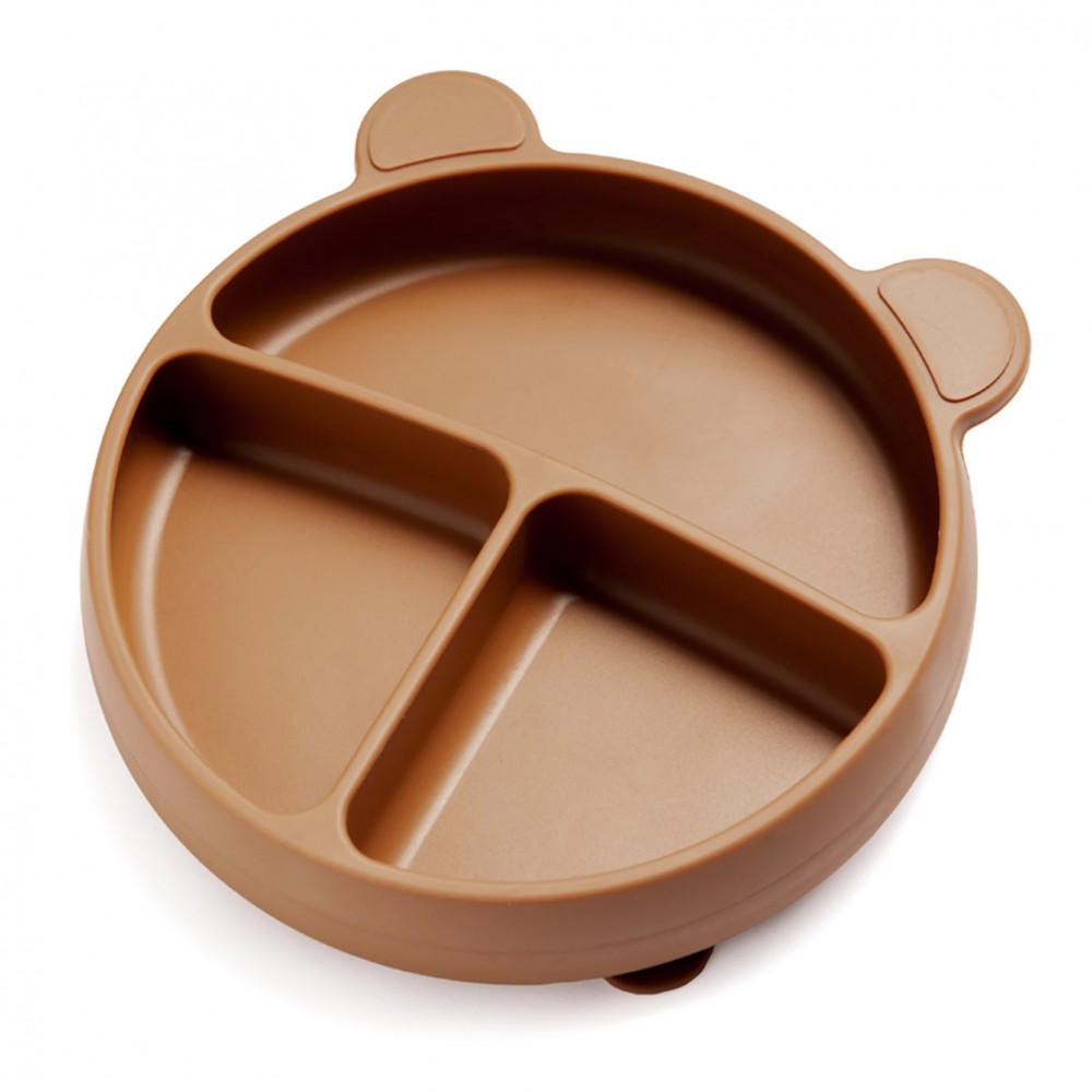 Kidnort Πιάτο Σιλικόνης με Χωρίσματα Bear Retter Mjolk Brown (KNSIL000023)