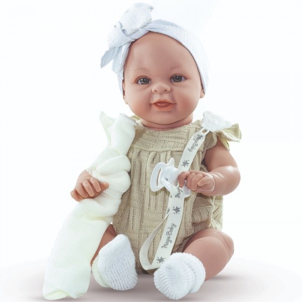 Magic baby Παιδική κούκλα μωρό "Paula με λευκή κορδέλα και αξεσουάρ"-45εκ. (MB46524)