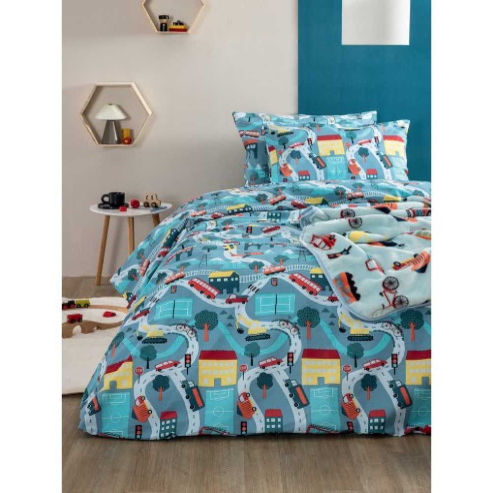 Palamaiki Home Σεντόνια Σετ 3 Τεμαχίων με Λάστιχο για Μονό Κρεββάτι Rescue (MK771)