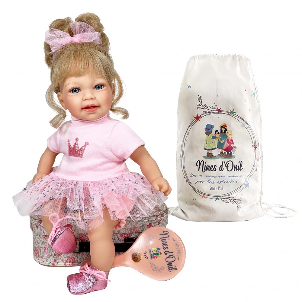 Nines D'Onil: Little Susi Glitter Ξανθιά με βούρτσα - 40 εκ. (NDO-5160)