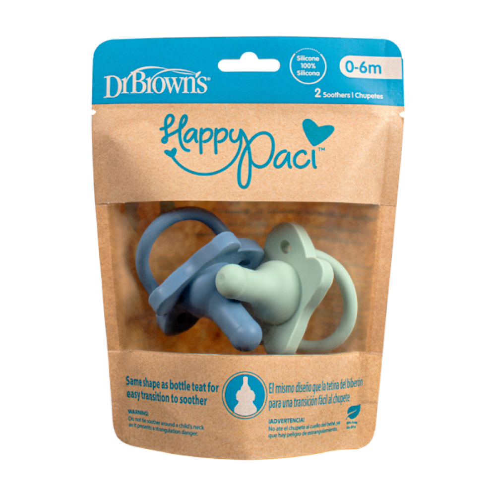 Πιπίλα HappyPaci όλο σιλικόνη σιέλ/πράσινη 2τεμ (PS12008)