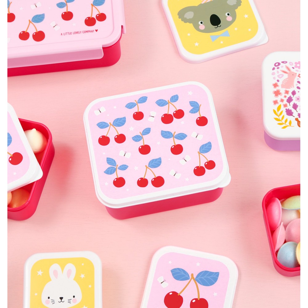 A little lovely company Σετ 4 δοχεία φαγητού Lunch & Snack Box Cherries (SBSECH82)