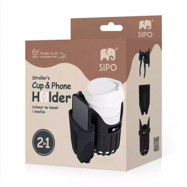 Sipo 2 in 1 Ποτηροθήκη Καροτσιού Με Θήκη Κινητού (SIP-SCA-03)