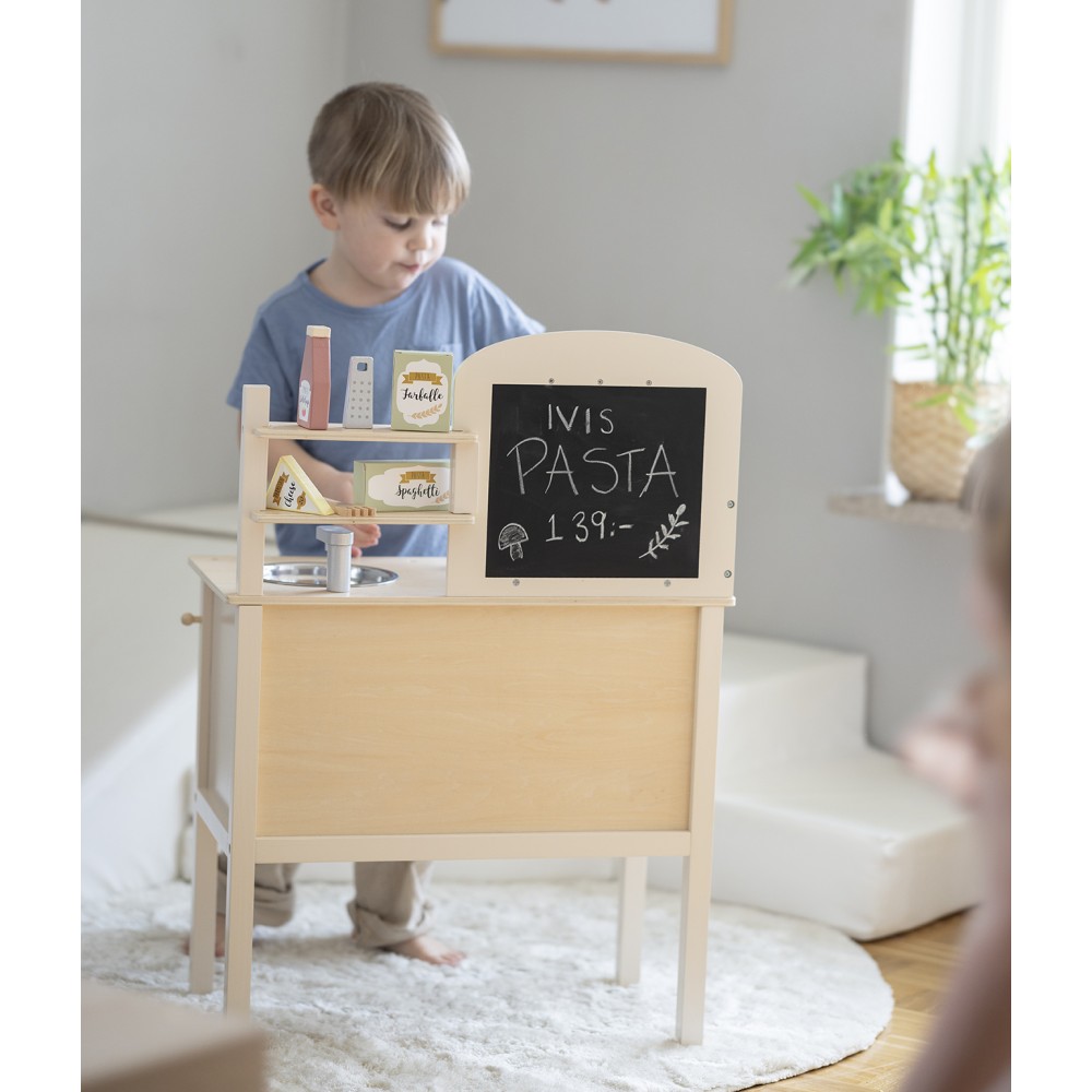 Jabadabado: Ξύλινη παιδική κουζίνα με κατσαρολικά Cream (JB-W7251)