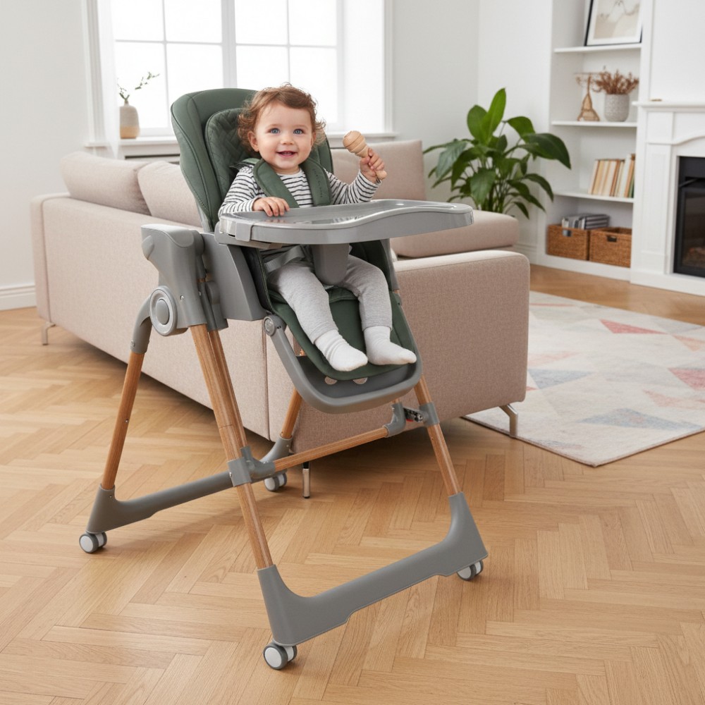 Bebestars Καρέκλακι  Φαγητού-Κούνια Ηλεκτρικό Serenna 2 in 1 Green (871-176)