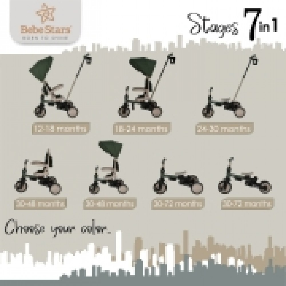 Bebestars Tricycle urban 7in1 Beige (822-182) Bebestars Tricycle urban 7in1 Beige (822-182)