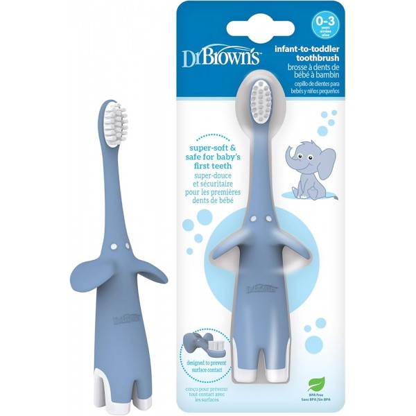 Dr. Brown's Toothbrush Βρεφική Οδοντόβουρτσα Ελεφαντάκι 0-3 ετών-μπλε  (HG014) Dr. Brown's Toothbrush Βρεφική Οδοντόβουρτσα Ελεφαντάκι 0-3 ετών-μπλε  (HG014)
