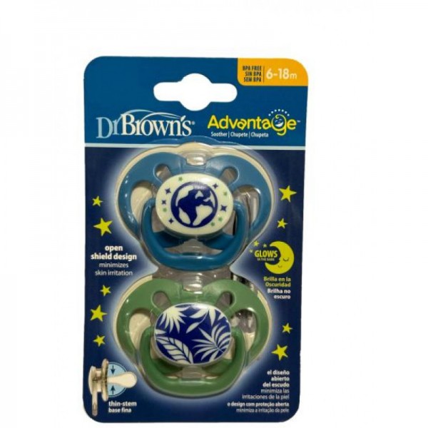 Dr Brown's Πιπίλα Σιλικόνης Advantage Νυχτός (6-18m) - Μπλέ Astronaut  (PA22004) Dr Brown's Πιπίλα Σιλικόνης Advantage Νυχτός (6-18m) - Μπλέ Astronaut  (PA22004)