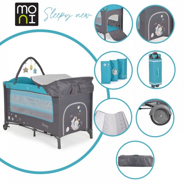 Cangaroo Παρκοκρέβατο Sleepy Turquoise  2 επιπέδων (3800146248611)  Cangaroo Παρκοκρέβατο Sleepy Turquoise  2 επιπέδων (3800146248611)