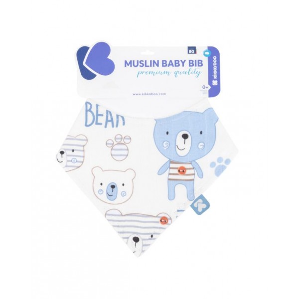 Kikkaboo Σαλιάρα Μπαντάνα από Μουσελίνα Bear Blue (41103040029) Kikkaboo Σαλιάρα Μπαντάνα από Μουσελίνα Bear Blue (41103040029)